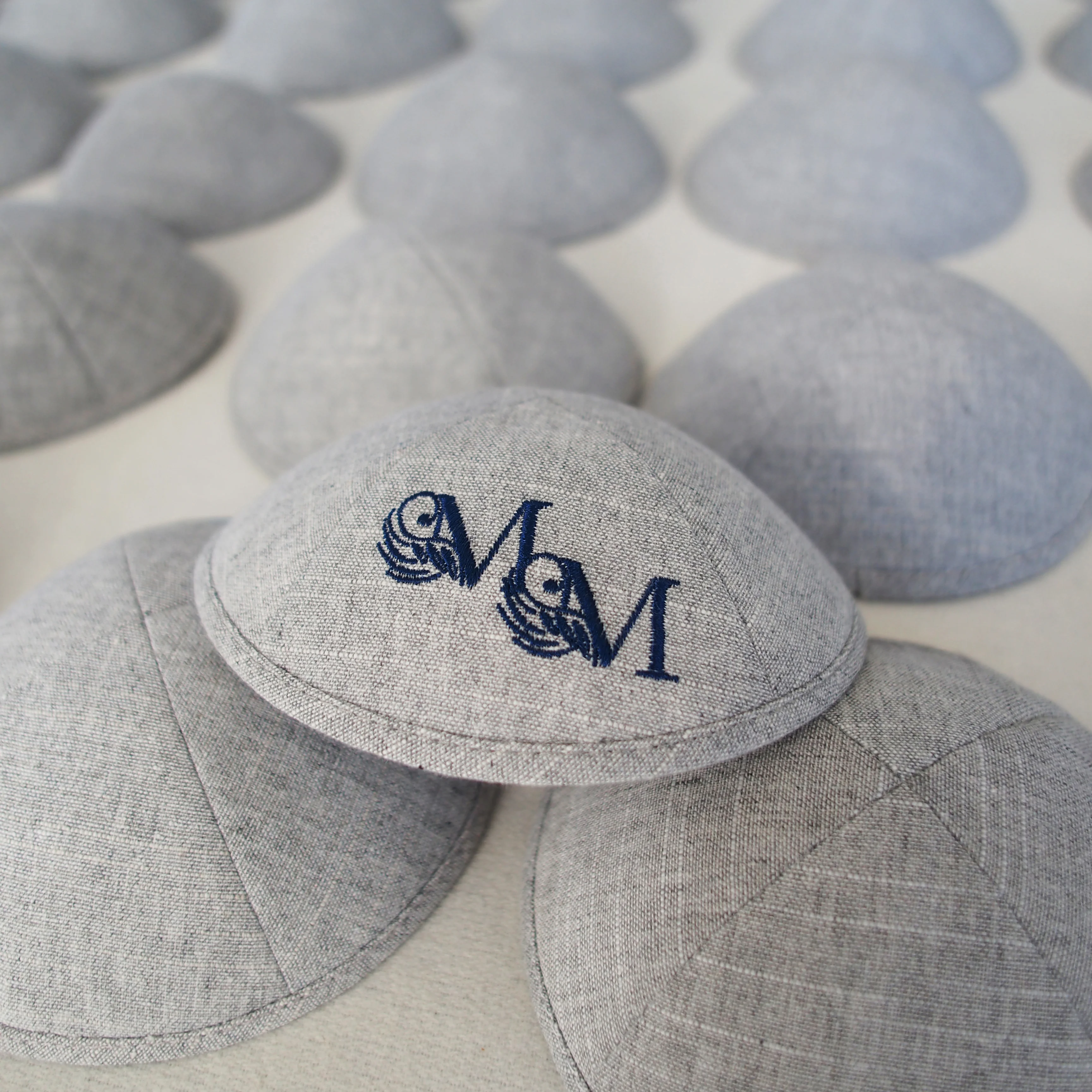 Custom linen gray tallit, Bar Mitzvah Jewish gift tallit, customizable, wedding, Jewish Ahava