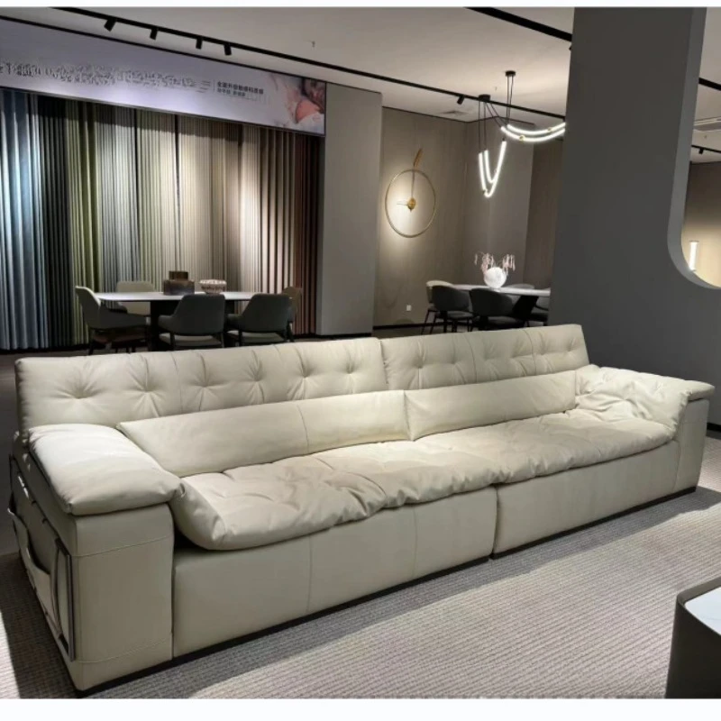 Nordic minimalist leather first-layer cowhide sofa