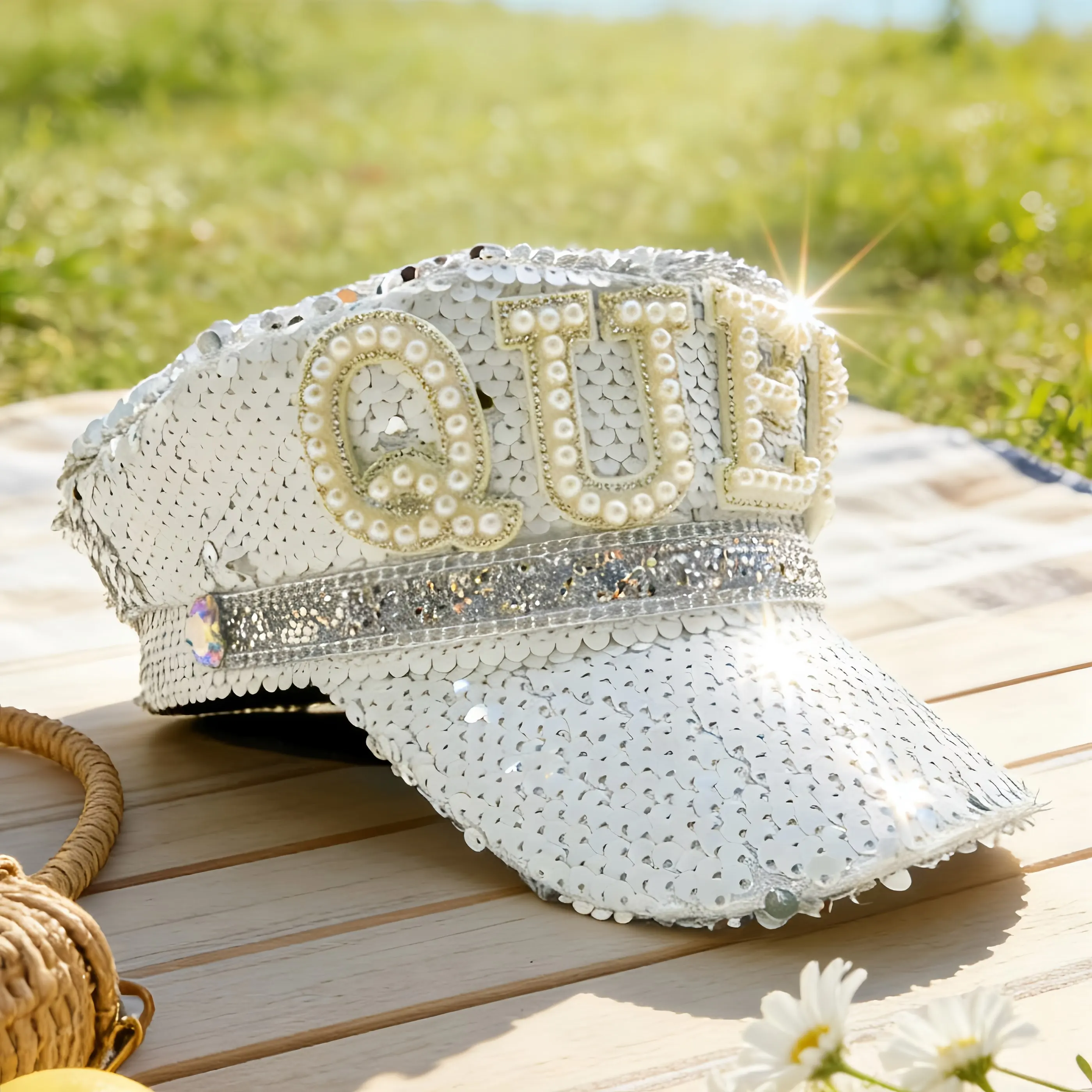 

Rhinestone Captain Hat | Sparkly Adjustable Military Hats for Music Festivals, Bars, Bachelorette Party – Shiny Costume Cosplay
