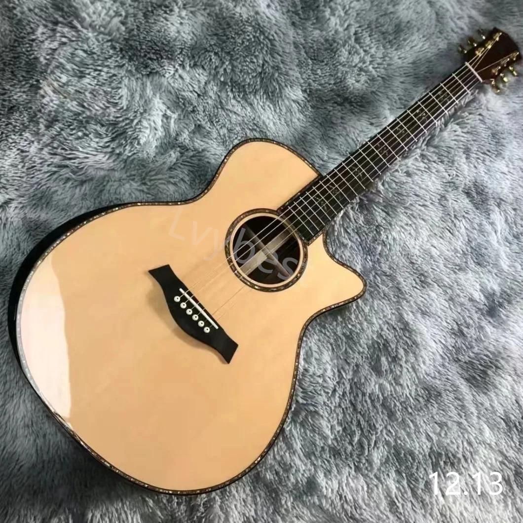 Lvybest Custom 40 Inch Abalone Binding 914 Style Acoustic Guitar in Natural Color