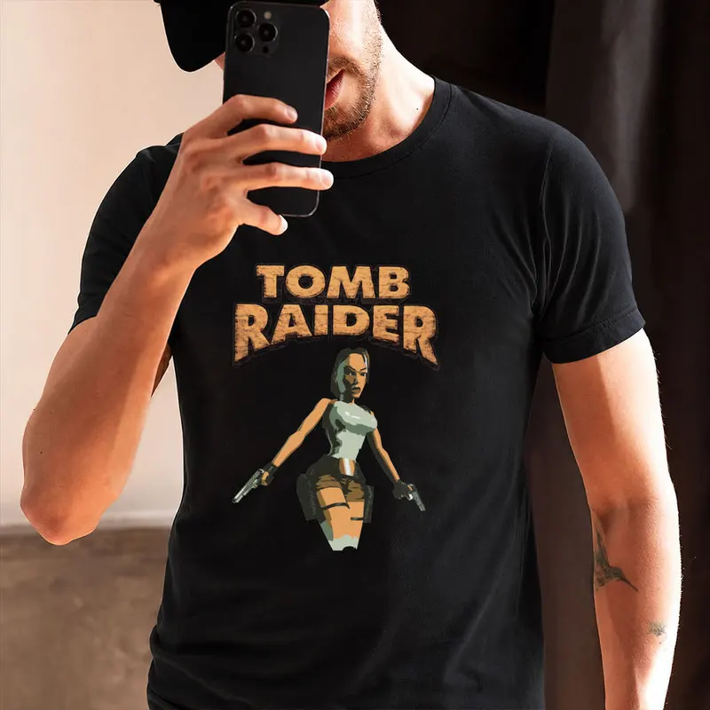 Retro video game Tomb Raider Angel of Darkness Lara Croft gift t-shirt for gamers 0715 Short Sleeve Graphic Clothes US Size Tee