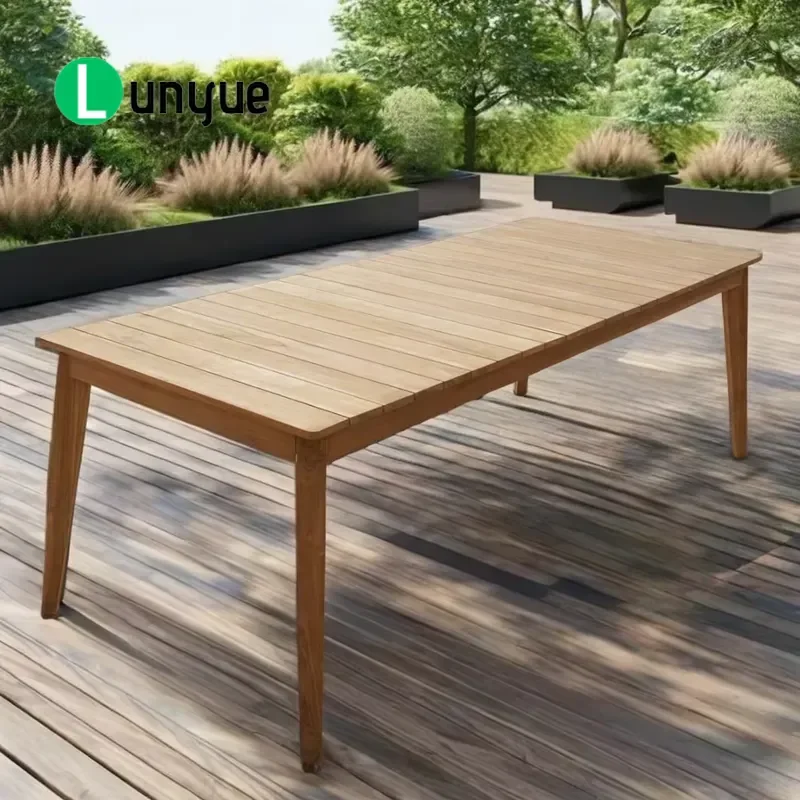 Nordic Modern Teak Dining Table Sturdy Tapered Cylindrical Legs Elegant Furniture for Living Room Direct