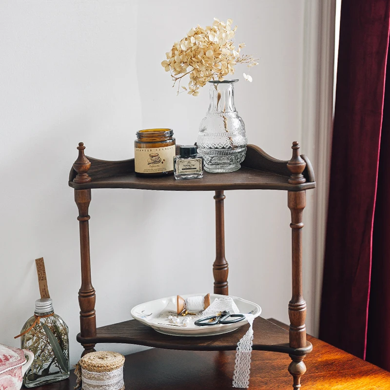 Rak Penyimpanan Rak Display Sudut Mainan Figur Multi-lapis Abad Pertengahan Retro Rak Display Dekoratif Dinding