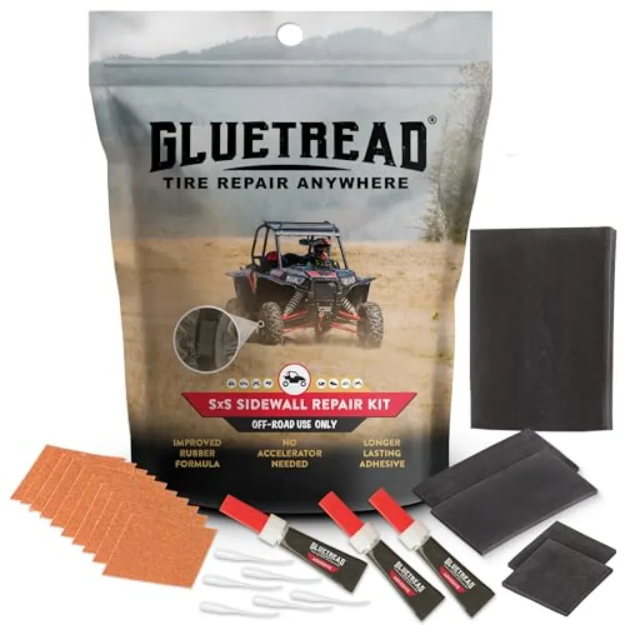 

GlueTread SXS Tire Patch Kit - Off-Road Tire Sidewall Reinforcement Kit for UTVs - Durable Rubber Patches with Strong Bond - Ea