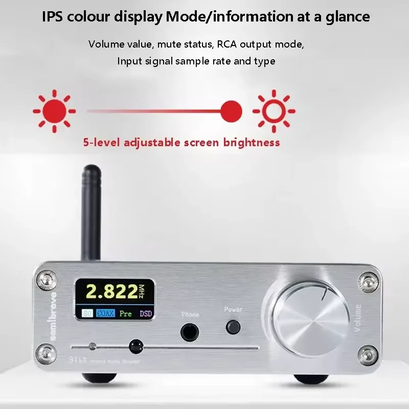 BT40 Flagship ES9038Q2M HIFI Bluetooth Decoder QCC5125 Bt 5.1 HD Display SRC Elevated Audio Receiver IR Remote Controller