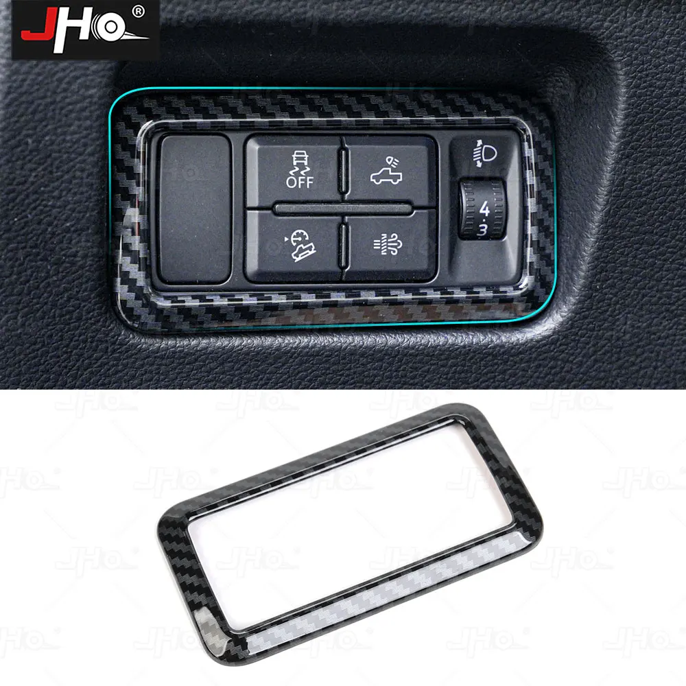 JHO ABS Carbon Grain Window Button Steering Wheel Inner Decor Cover Fit for Ford Ranger 2023 2024 Interior Pickup Accessories