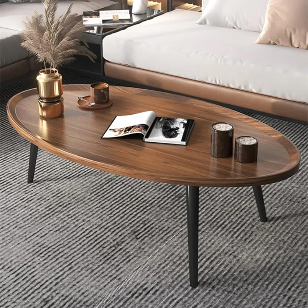 Mesa de centro de madera para sala de estar, muebles para el hogar, Mesas redondas de diseño de lujo para servir café moderno de nogal