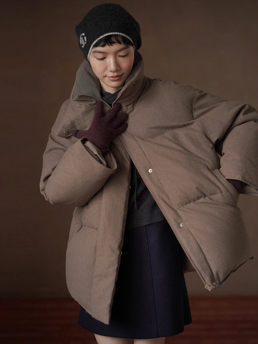 

Hacikis Miss High Quali Twisted Wool Blend Long down Jaet Women's Loose Fit Stand Collar Traditional National Stand