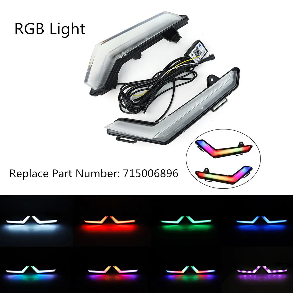 Pair RGB Front LED Signature Lights Turn Signals for Can-Am Defender & Defender Max 2020+ Commander 2021 UTV