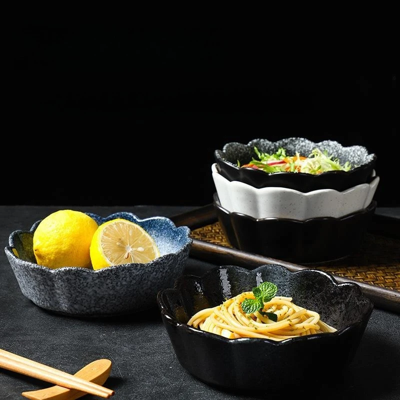 

Ceramic Lace Bowl Large Noodle Soup Bowl Creative Tableware for Home Dining Fruit Salad Dish