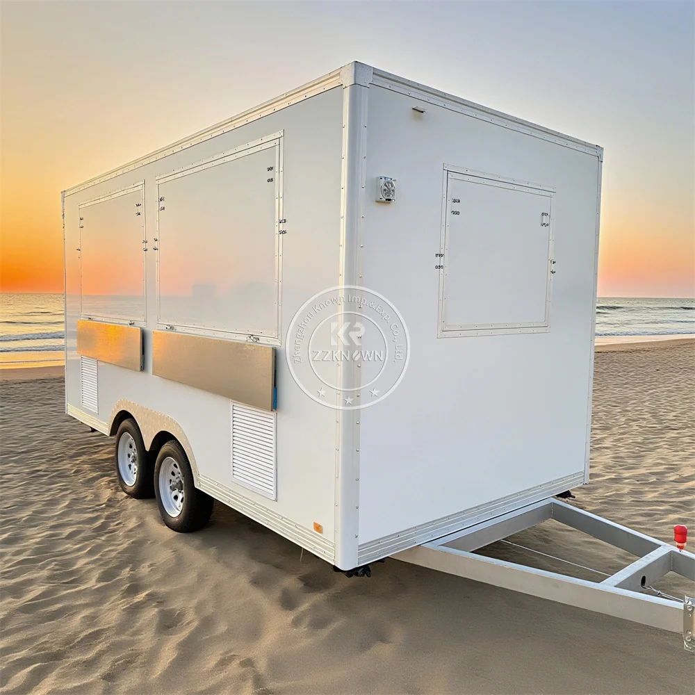 Street Mobile Fast Food Trailer Cart Fully Equipped Restaurant Snack Pizza BBQ Cart Food Truck With Full Kitchen For Sale