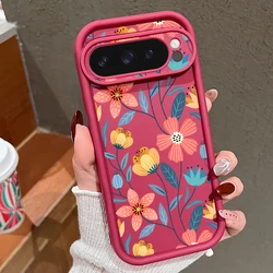 Flower Printed Solid Color TPU Case For Google Pixel 8 7 10 Pro 8A Pixel 9 Pro XL Shockproof Soft Silicone Phone Cover Protector