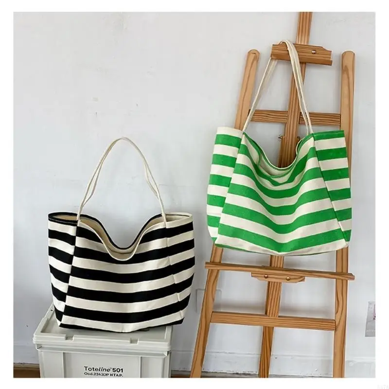 

Contemporary Striped Tote Bag for Women Large Beach Shopping Shoulder Handbag 547A