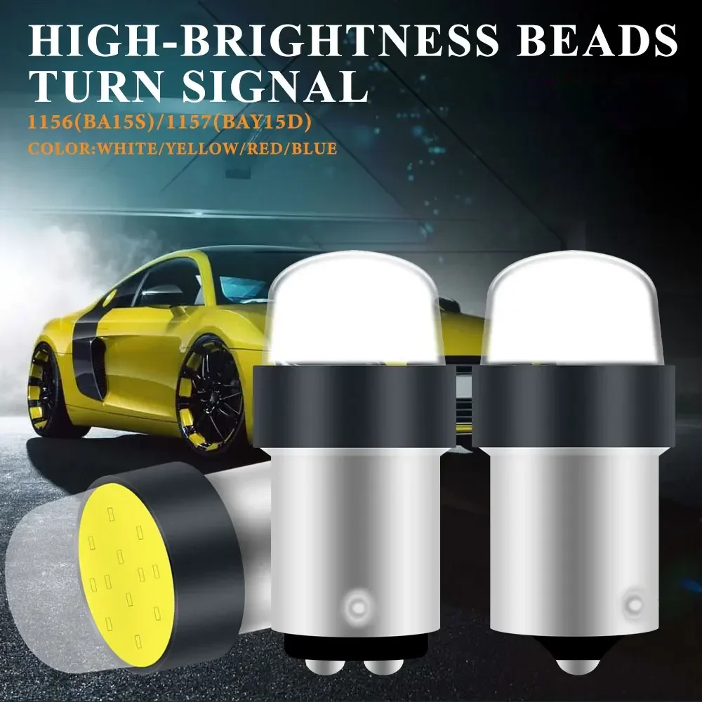 2 pçs 1157 flash led p21/5w bay15d py21w 1156 ba15s p21w cob led carro strobe flash lâmpada freio reverso luz de sinal de circulação diurna