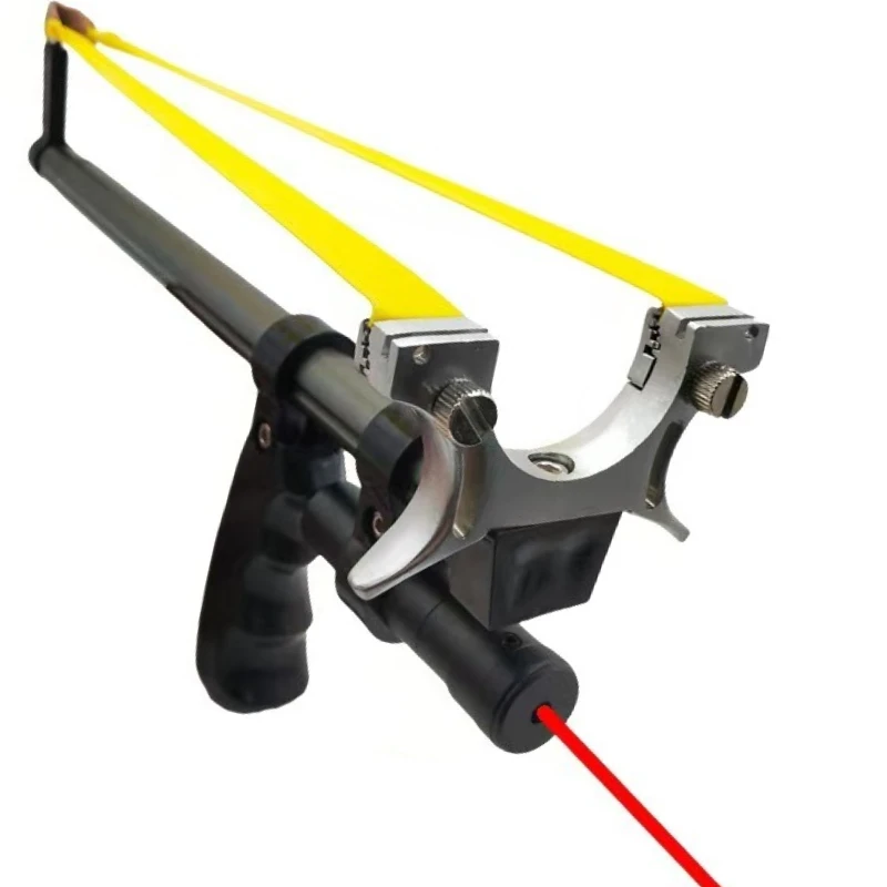 Metal Laser Slingshot High Elasticity Long-range Shooting Slingshot  Outdoor Sports Practice Catapult Accessories Package