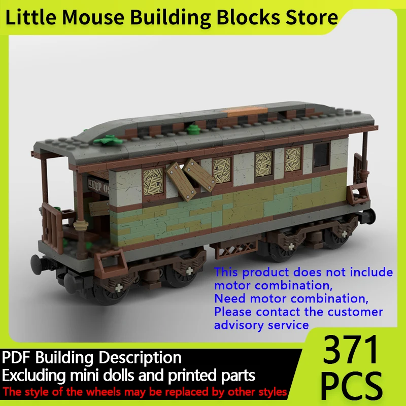 

City Car Model MOC Building Bricks Abandoned Coach Railroad Carriage Modular Technology Gifts Holiday Assemble Children Toy Suit