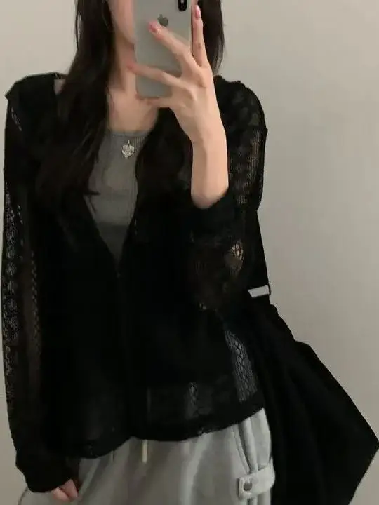 Faionable Gestrickter Kapuzenpullover mit Reißverschluss für Damen, lockere Passform, Polyesterfaser, lang, Sve irt, koreanischer Stil, schick, vielseitiger Sinn für Design