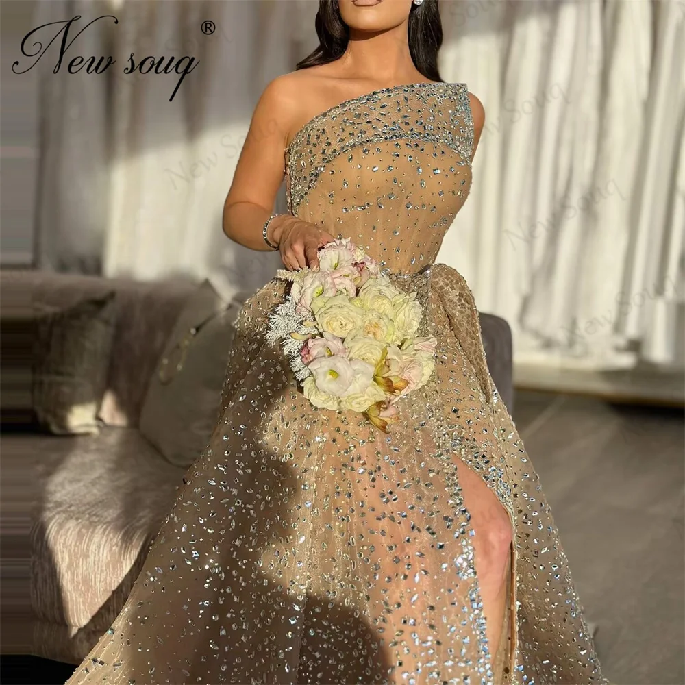 Arabic Beaded Evening Dresses Custom Made Crystals Women Prom Dress Elegant Dubai Mermaid Wedding Party Gowns Robes De Soiree