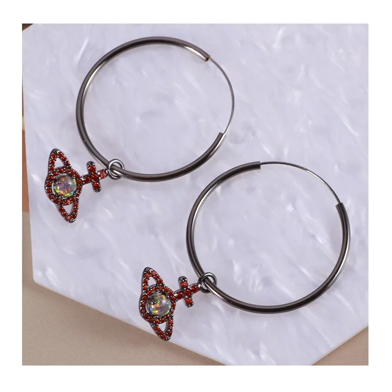 

Accessories Personalized Punk Small Cross Three-dimensional Planet Inlaid Rhinestone Ring Earrings Mixed Batch