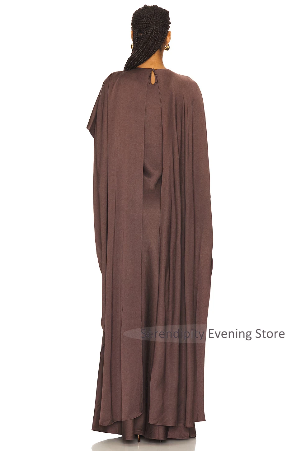 Aangepaste lange satijnen moeder van de bruidjurk met cape zeemeermin elegante avondjurk voor bruiloft vrouwen lange formele proml-jurk