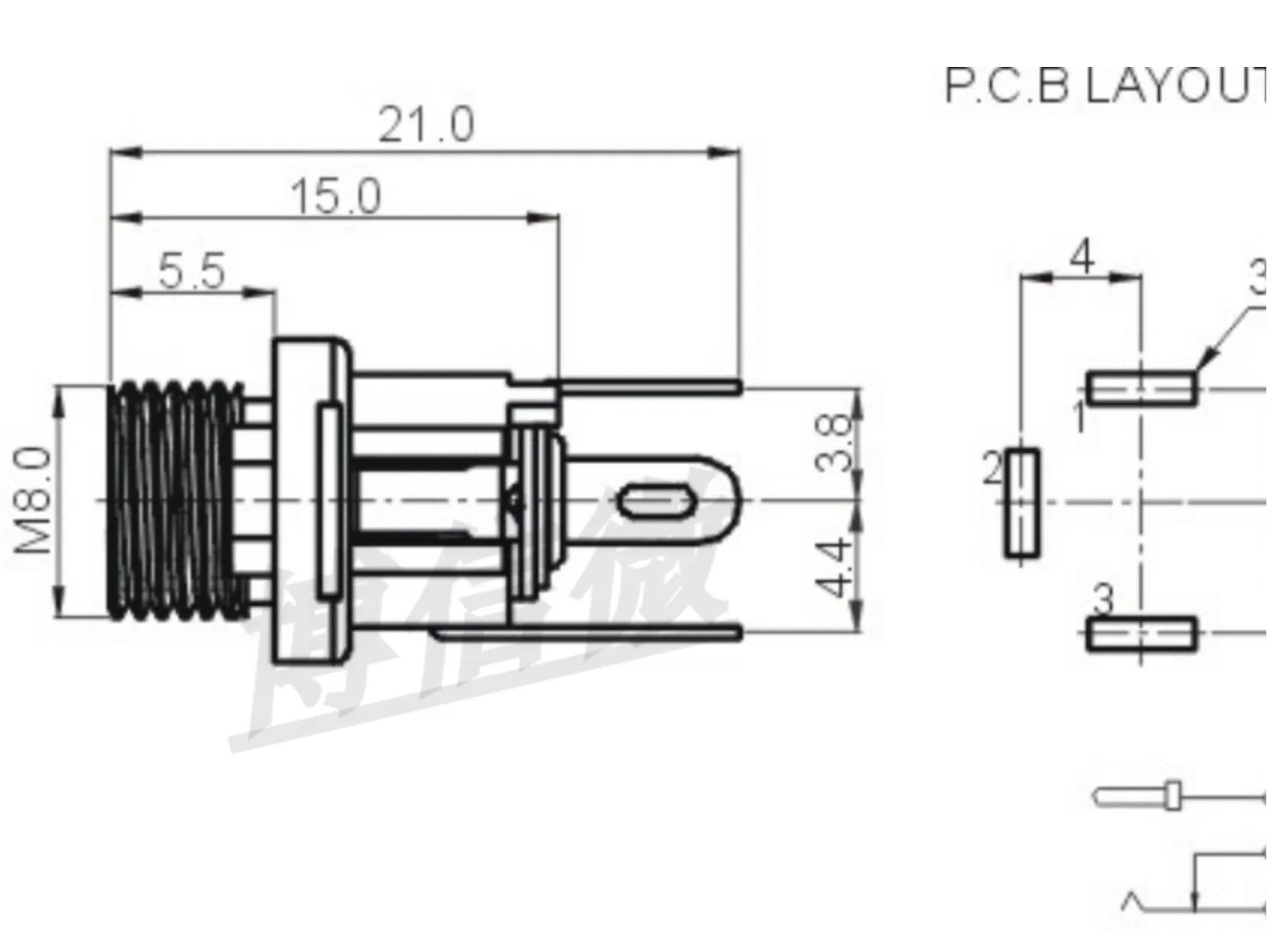 5 шт./партия DC025M DC розетка с резьбой DC Power Socket 5.5X2.1 5.5X2.5