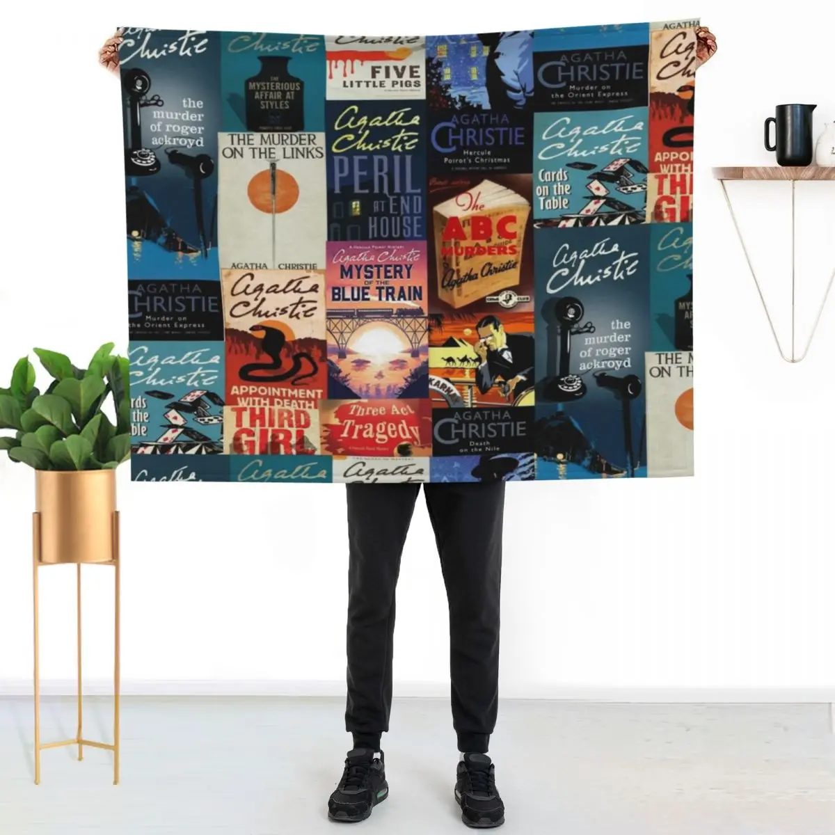 Agatha Christie Hercule Poirot Books Poster Throw Blanket Sofa Quilt valentine gift ideas Vintage For Sofa Thin Blankets
