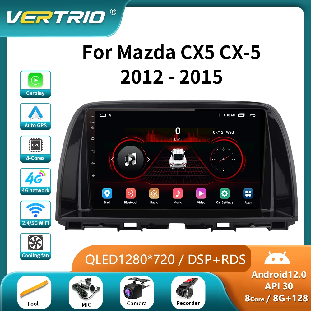 

Android 12 Car Radio Auto For Mazda CX5 CX-5 CX 5 2012 - 2015 Multimedia Video Player Navigation GPS Stereo 2Din 4G Carplay QLED