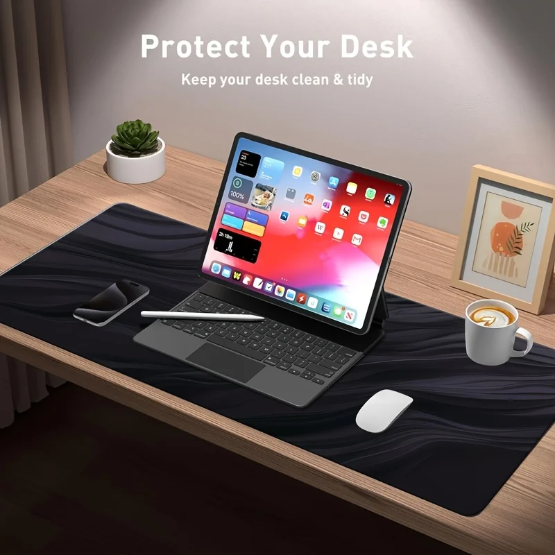 CIFBUY Streamline Art Painting Mouse Pad Large Gaming Desk Mat Micro Weave Cloth Non Slip Rubber Base Stitched Edge Washable
