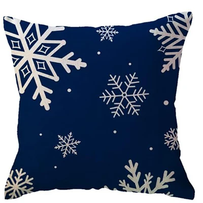 Winter Holiday Decoration Pillow Cover Blue Snowflake Tree Merry Christmas Decoration Cushion Cover Suitable for Sofa Porch