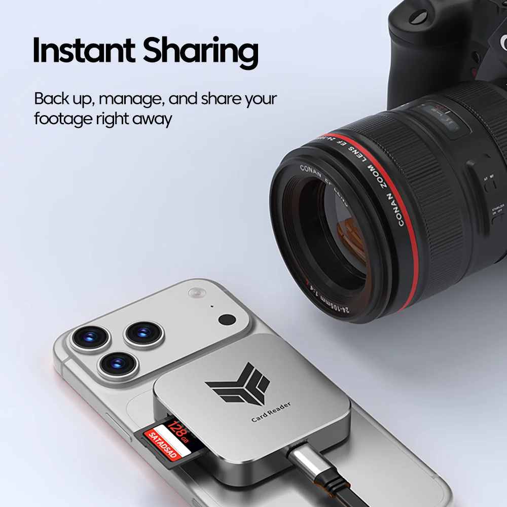 Lector de tarjetas magnético 4 en 1: adaptador CF+SD+TF+USB con conector de cable doble tipo C para accesorios de teléfonos móviles, tabletas y portátiles.