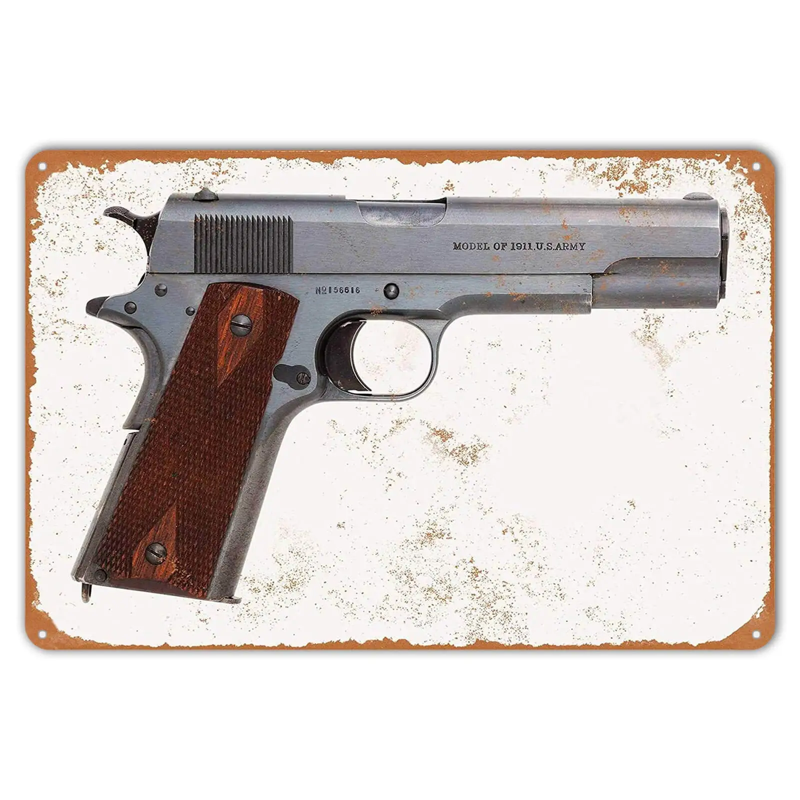 Man Cave Plaques Poster Cafe Metal Sign Tin Signs Wall Decor Vintage Style Gun Colt Model 1911 Pistol 8 x 12 inches sign