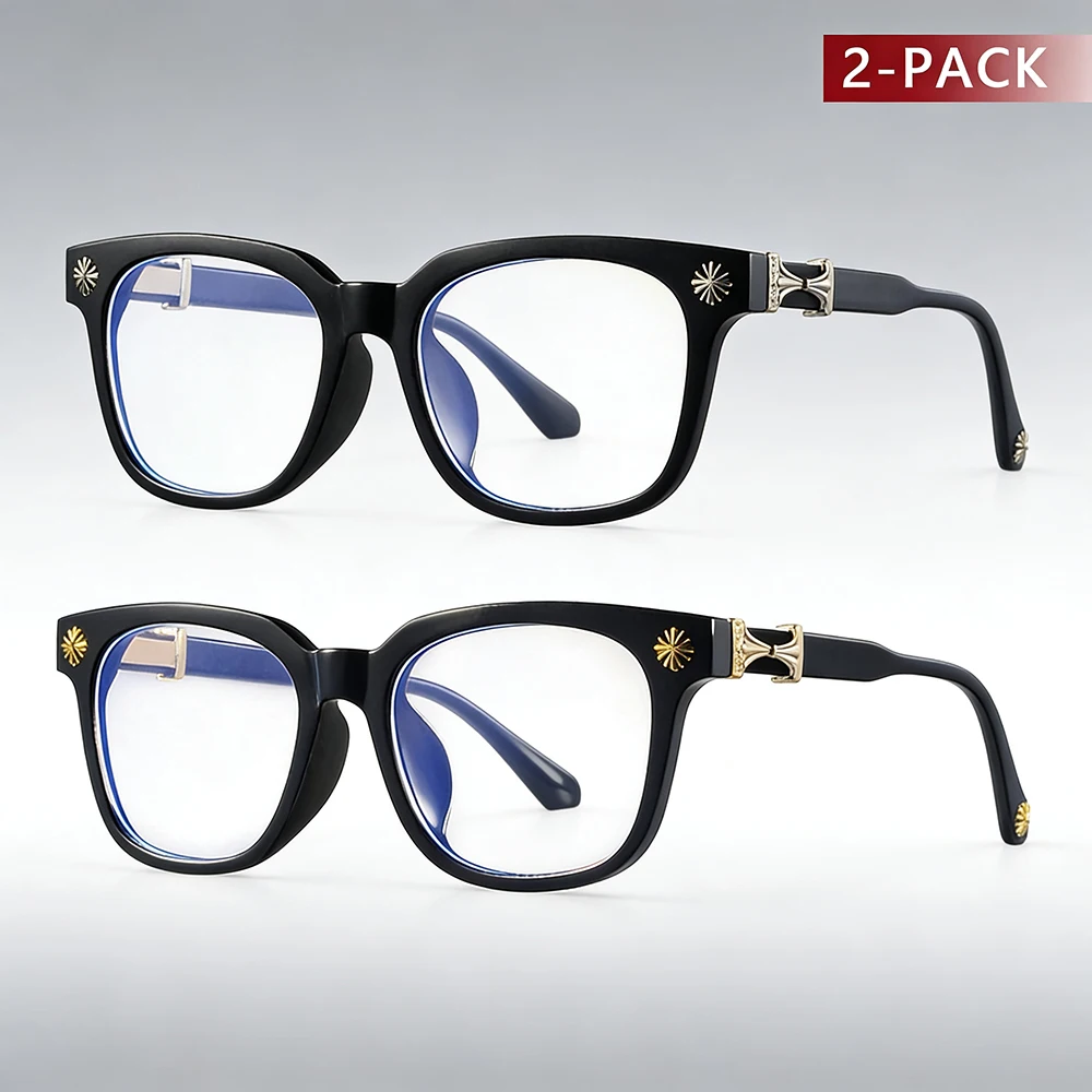 2pcs Classic Square Anti Blue Light Glasses Reading Books Vintage Glasses Women and Men Prescription Glasses Computer Eyeglasses image 6