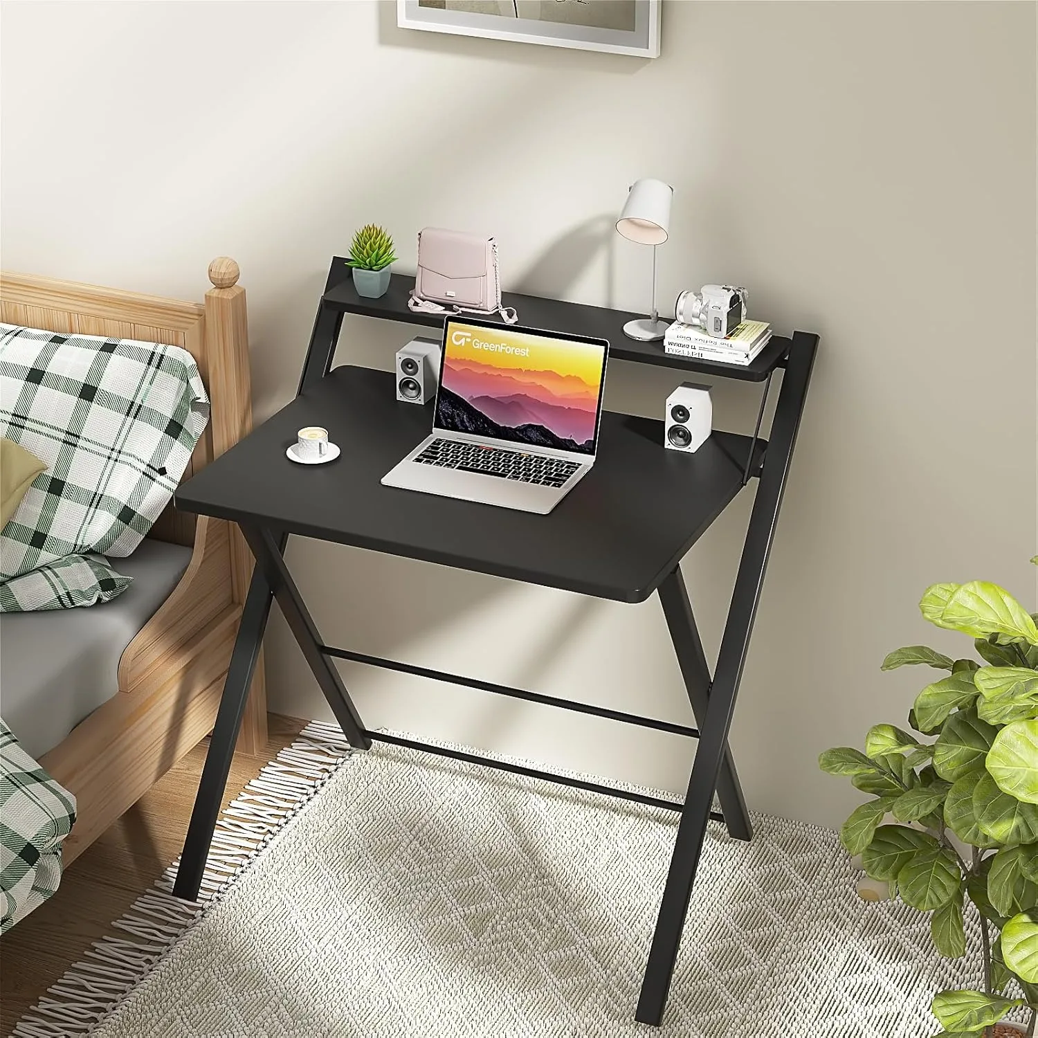 Space Saving Portable Laptop Study Foldable Table for Small Spaces, Black