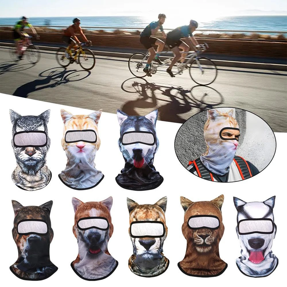 

Fashion 3D Animals Balaclava Hat Sunscreen Breathable Full Face Mask Sweat Absorption Anti-UV Pullover Cap Unisex