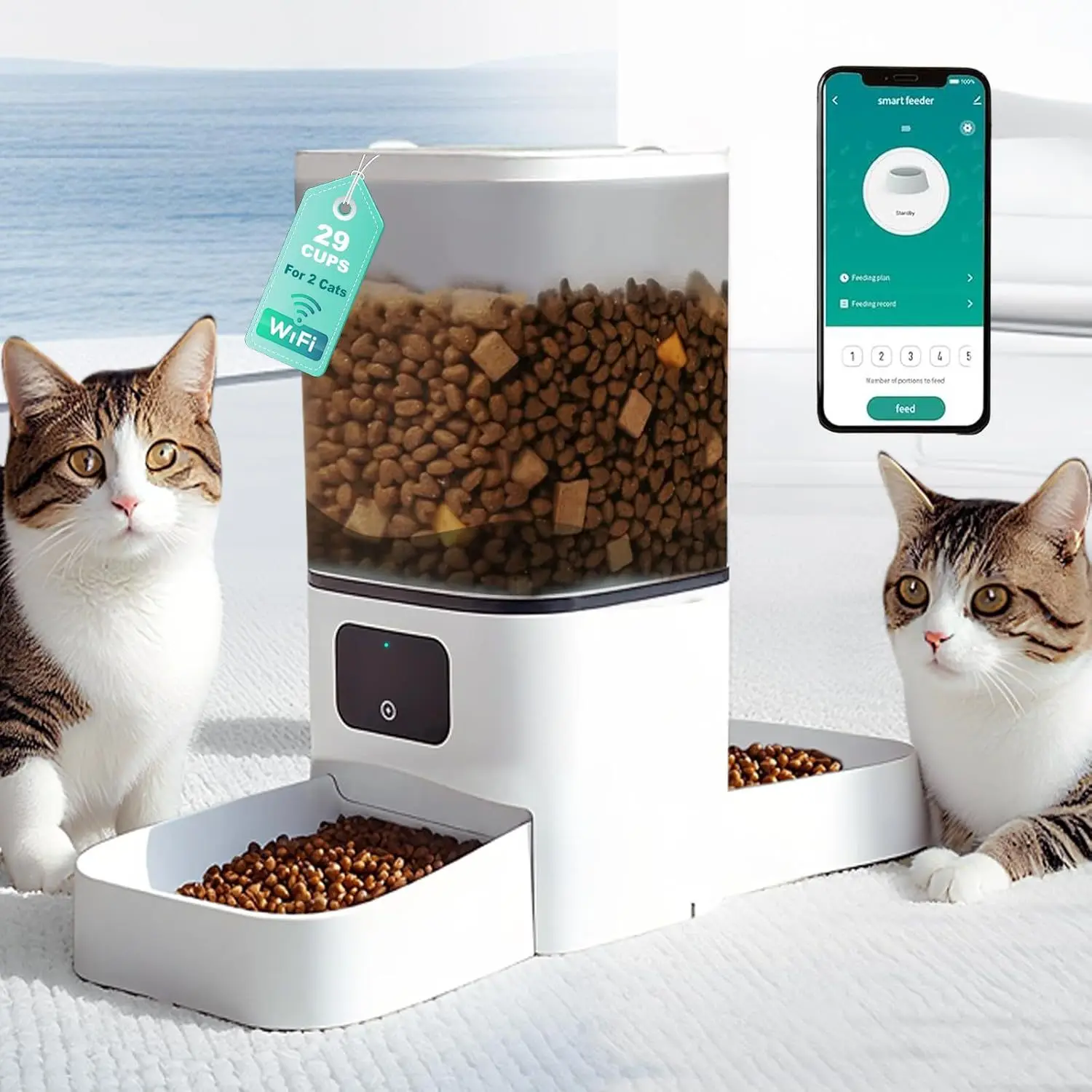 Dispensador automático doble para perros y gatos con app - 6L