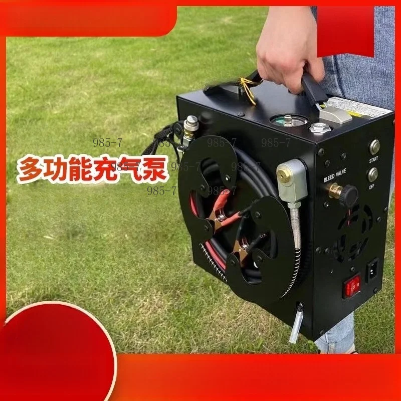 12V Power PCP Air Compressor 4500Psi 30MPA, With Built-in Wire Spool, Auto-Stop Fan for Scuba Tank Filling