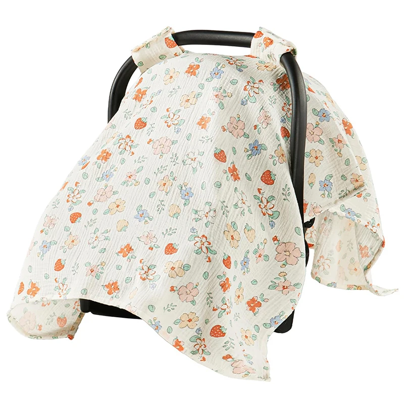 Muslin Breathable Cotton Car Seat Covers for Babies Soft Car Seat Canopy Universal Infant Carseat Cover Sun Protector
