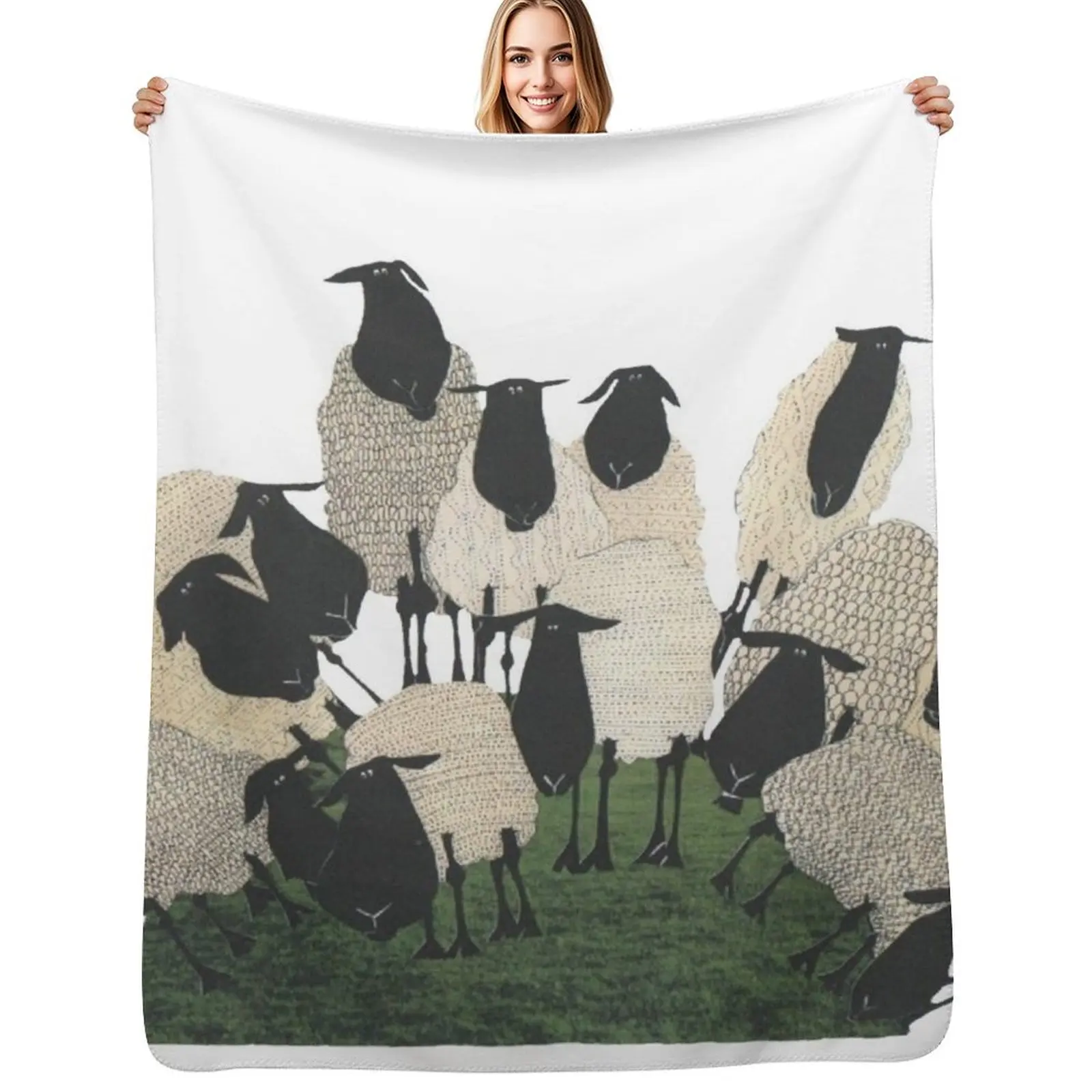 Sheep on the Hill Throw Blanket Modern Design Soft Blanket for Home Decor