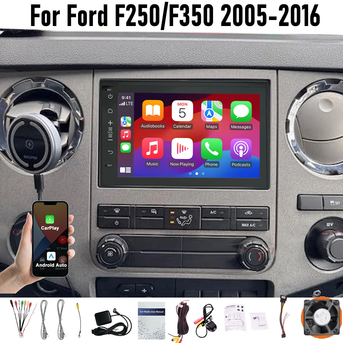 

7“ Wireless CarPlay Android auto 6-128GB (8CORE) For Ford F250/F350 2005-2016 Screen Android15 Head Unit GPS Navigation Radio