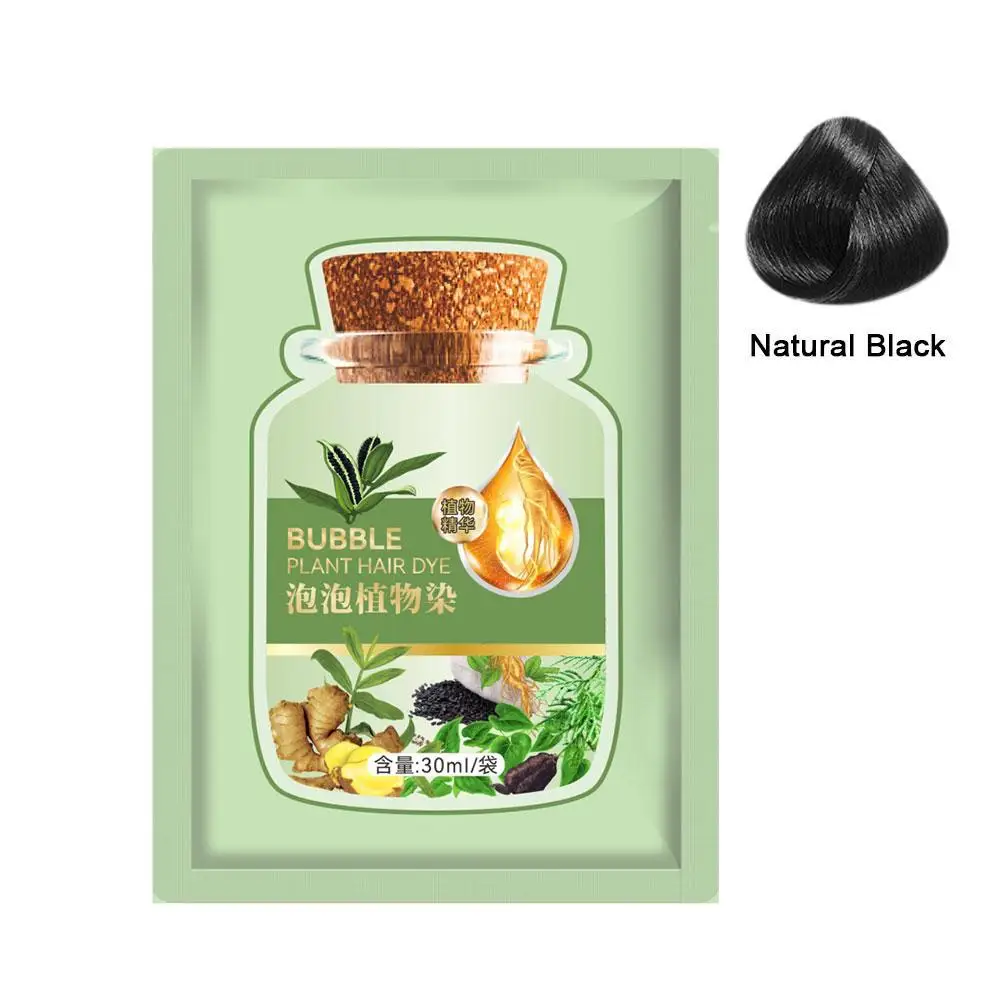 Natural Plant Bubble Hair Dye Gray White To Black Long-lasting Care Smooth Nourishing Hair Repair Hair Damaged Dry