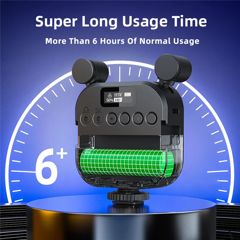 2500K-9000K นำไมโครโฟนไฟ LED เติมแสงวิดีโอขนาดเล็ก Vlog แสงสี RGB ไมค์สำหรับสมาร์ทโฟนกล้อง SLR V03-White