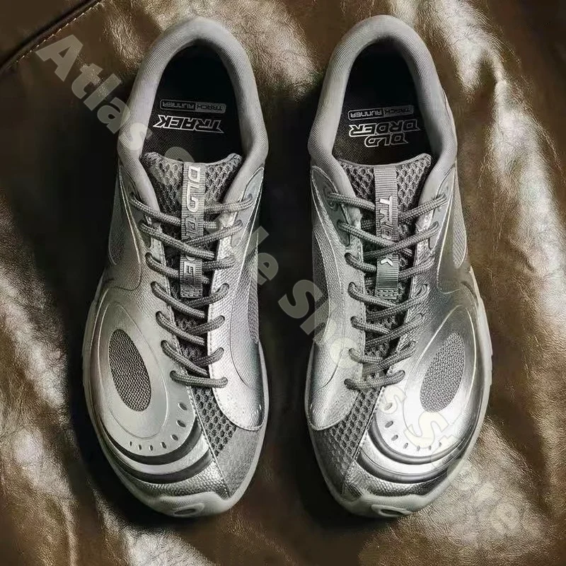 

Metallic Mesh Sneakers Lace Up Non Slip Comfortable Cushioned Supportive Lightweight Breathable Y2K Streetwear Retro Casual Shoe