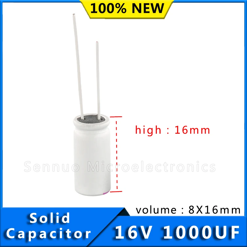 10 قطعة جديد 1000 فائق التوهج 16 فولت المكثفات اللوحة الصلبة مكثف psg 16V1000UF 8mmX16mm الصلبة غلاف من الألومنيوم التحليل الكهربائي 105c