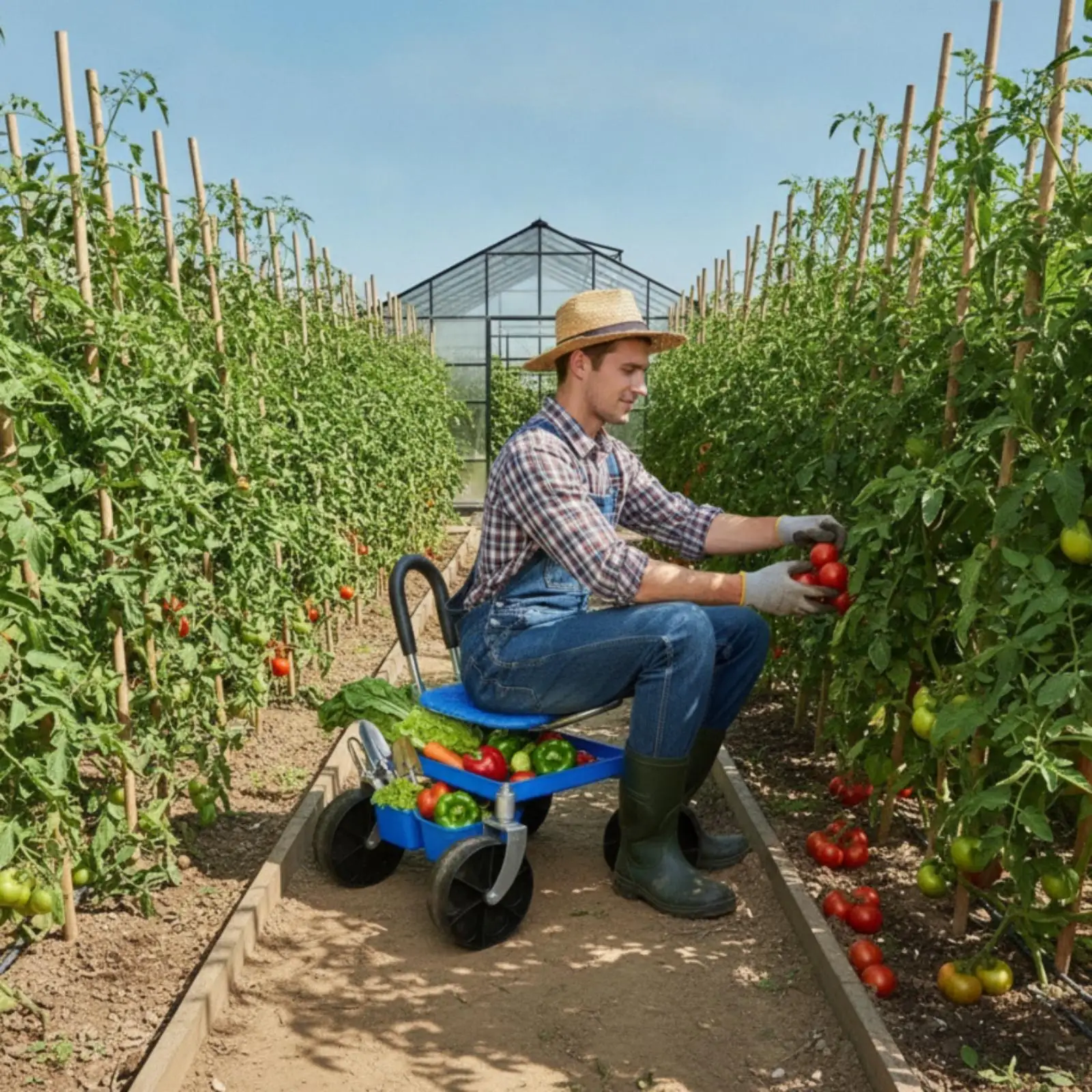 Portable Rotating Garden Stool with Carbon Steel Construction and NBR Cushion for Low Ground Horticulture Work