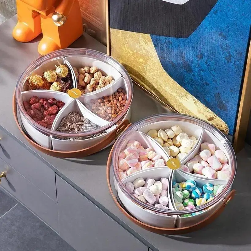 Portable Transparent Dried Fruit Box Lid Household Light Luxury Compartmentalized Sealed Snack Candy Storage Box for Easy Access
