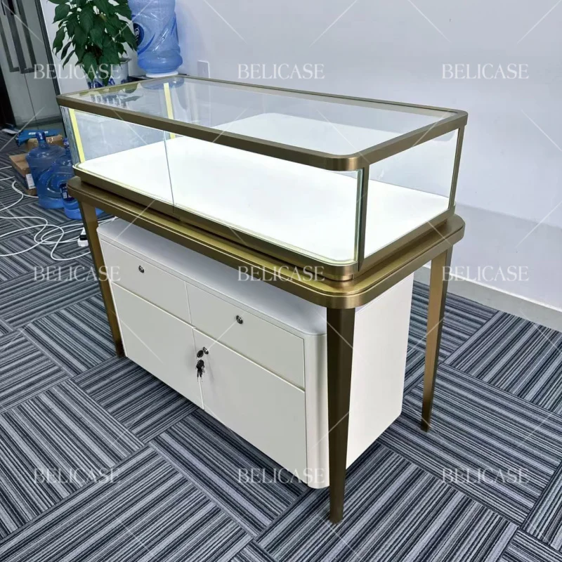 

2025customized. jewelry showroom glass counter with light jewelry display retail store stainless steel luxury jewelry d