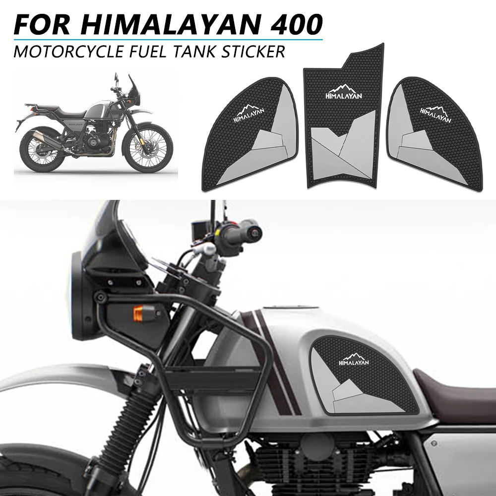 

Для мотоциклов Himalayan 400, Himalayan 411 2016-2023: Нескользящие боковые наклейки на топливный бак, водонепроницаемые резиновые накладки-стикеры
