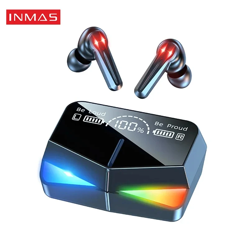 INMAS M28 Gaming Earbuds LED Digital Display Wireless Bluetooth Headphone Touch Control Low Latency Earphone For Android iOS