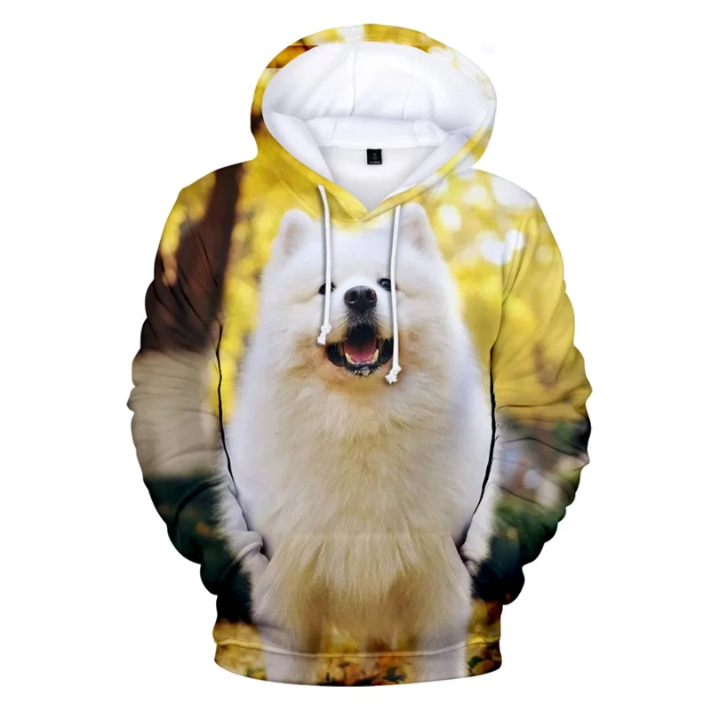 Cute Animal Dog Samoyed Hoodies 3D Print Men Sweatshirt Girls Casual Harajuku Jacket Streetwear Long Sleeves Autumn Coat