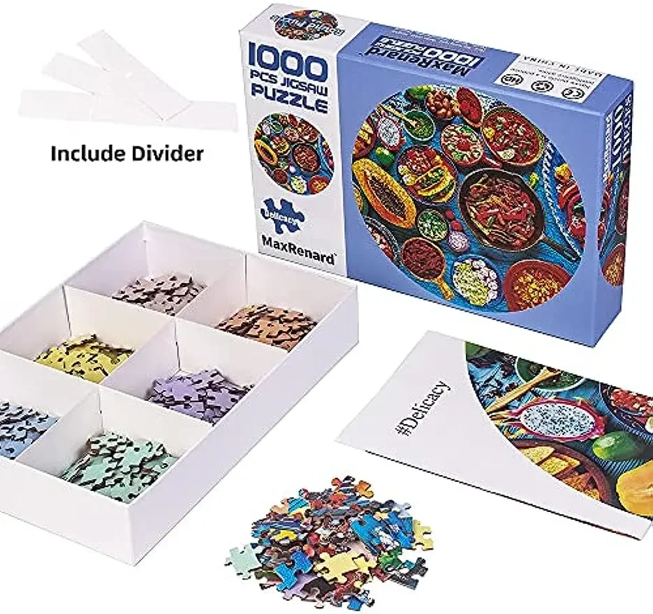 Maxrenard Delicatesse Puzzel 1000 Stuks Voor Volwassenen Kleurrijke Ronde Puzzel Familie Spel Educatief Speelgoed Kerstcadeau